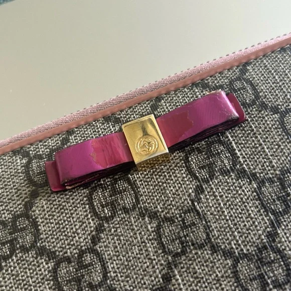 GUCCI Monogram GG Logo Ribbon PVC Zip Around Long Wallet - Picture 2 of 14